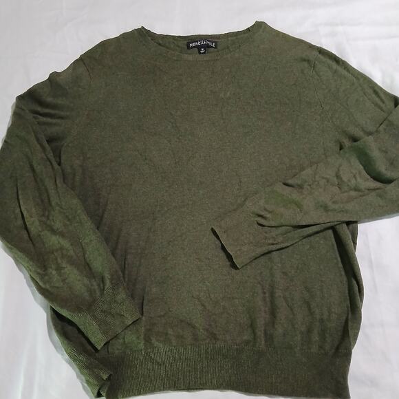 Men’s J Crew Mercantile M Men's Olive 100% Cotton Long-Sleeved Crewneck Sweater - Picture 3 of 11
